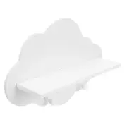 1pc Wooden Cloud Shape Floating Shelf 14 Inch White Wall-Mounted Storage