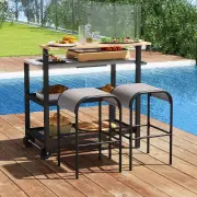 CostwayRolling Bar Cart with Flip-up Table and Foldable Handle for Kitchen
