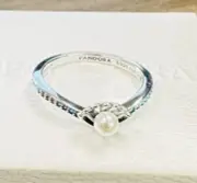 Pandora Princess Ariel Shell Freshwater Pearl Ring 193654C01 +GIFT BOX+CLOTH+Tag