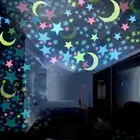 100 Pcs Kids Bedroom Fluorescent Glow In The Dark Stars Stickers GXO Moons S1B9