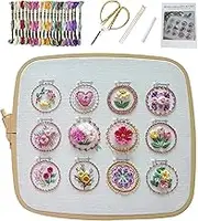 Gungtj Embroidery Art Kit, Embroidery Flower Set, Creative Embroidery Kit, Hand Embroidery Kit, Beginners Embroidery Kit, Floral Design Embroidery Set, Perfect Crafts for Adult