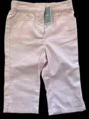 Jacadi Paris NWT Pink 100% Woven Cotton Zip Fly 4-Pocket Pants-12Mos
