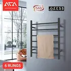ACA Aluminium Electric Heated Towel Rail Rack Ladder Warmer 6 Round Bars Black