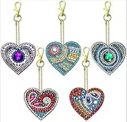 Syntego 5D DIY Assorted Diamond Painting Keyrings Craft Kit Keychain (Hearts)