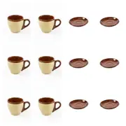 Brew Harvest Matt/Gloss Two Tone Brown Espresso Cup & Saucer x 6