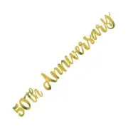 50TH ANNIVERSARY GOLD HANGING BANNER PARTY SUPPLIES DECORATIONS MILESTONE