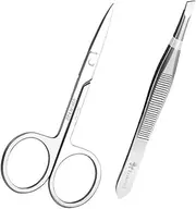 LIFKOME 1Set Stainless Steel Eyebrow Scissor and Tweezer Durable Beauty Makeup Tools for Precise Eyebrow Grooming for Personal Professional Use present for Friends