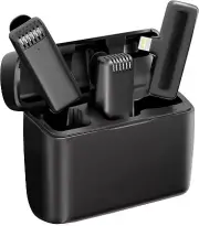 2-in-1 Wireless Lavalier Microphone for iPhone iPad with Charging Case