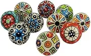 Dorpmarket 10 Pieces Set Dotted Ceramic Cabinet Colorful Knobs Furniture Handle Drawer Pulls