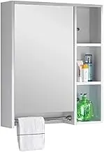 Bathroom Wall Cabinet, Storage Organizer, Wall-Mounted Bag Holder, Household Bathroom Mirror Box, Bathroom Bedroom Solid Wood Wall Mirror (White 60 * 14 * 70cm)