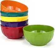 [Yalin] Melamine Bowls Set, 6 Inch 100% Melamine Cereal/Soup/Salad Bowls, 28oz, Set of 6 In 6 Assorted Colors, Shatter Proof and Dishwasher Safe, BPA Free