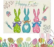 Seasonal Spring Placemats, Happy Easter Placemats - Easter Placemats with Bunny | Spring Kitchen Decorations for Dining Room Easter Decorations for Friends