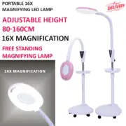 16X LED Magnifying Floor Stand Lamp Light Magnifier Tattoo Beauty Salon Flexible