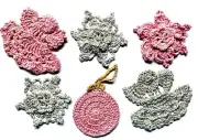 6 Christmas snowflakes Angel Crochet sparkly home ornaments Christmas baubles