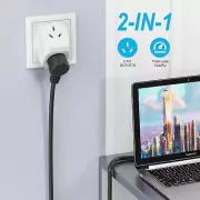 2X Double Power Plug Outlet Extender 1-to-2 Sockets Adapter 2400W Versatile