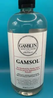 Gamblin Artist's Oil Colors Gamsol, 33.8 fl oz - 1 Liter “Studio Safe Standard”