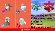 Pokemon Sword Shield Shiny Fossil Pokemon Bundle of 4 Battle Ready with Items