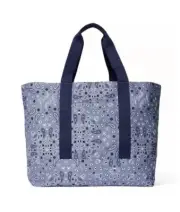 Victoria Secret Reversible Canvas Tote Bag Zip Top Adjustable Cross Body Paisley