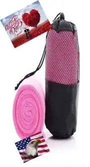 iLett Microfiber Sport and Gym Towel Intense Pink with Black MESH BAG 16 x 48 in