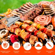5Pcs Kabob Skewers Set 3 Way Grill Skewers Double Prongs Grilling Skewers paEVA