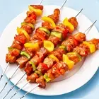 6Pcs Kabob Skewers Stainless Steel Barbecue Flat Skewers Kitchen Accessories