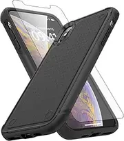 Asuwish Phone Case for iPhone Xs Max with Tempered Glass Screen Protector Cover and Rugged Cell Accessories Protective Dual Layer i X XR Xsmax 10x SX Xmax 10xs 10s 10 Plus Xmaxs Cs Women Men Black