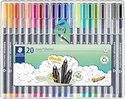 STAEDTLER Triplus Fineliner Pens, .3mm, Metal Clad Tip, 20-Pack, Assorted (334SB20BK)