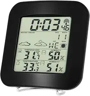 Multifunctional/Indoor Digital Temperature Meter with Alarm Clock Wirel Thermometer Hygrometer Calendar Temperature Trend Alarm Comfort Level Weather Forecast Backlight Black One Size