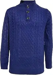 [Gsywaipei] Men's Button Design Knitted Pullover Classic Stand Collar Knit Sweater Winter Casual Male Sweaters Cable Knits