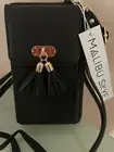 Malibu Skye Pebble Phone and Wallet Black Crossbody Bag With Pretty Tassel NEW