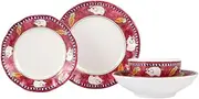 Vietri Campagna Porco Melamine Dinnerware Set Unbreakable Pasta Bowl and Dinner Plate Durable Lightweight 5-10 Inch Red