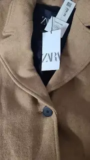 ZARA WOMEN'S FITTED WOOL BLEND DOUBLE-BREASTED COAT CAMEL/TAN S 8496 298 2 XXL