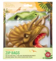 Reusable Dinosaur Zip Bag Set of 8