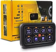 8 Gang RGB Switch Panel, 12-24V Waterproof Universal Circuit Control Relay System, Momentary Strobe Standard Modes, for Truck Pickup Marine
