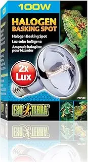 Exo Terra Sun Glo Halogen Basking Spot Lamp – 100W Reptile Light Bulb, Broad Spectrum Daylight, Enhances Coloration, Promotes Health, PT2183