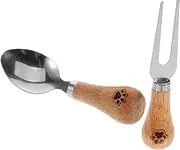 JOINPAYA 1Set Portable Camping Utensil Set Multi Functional Wooden Handle Spoon Fork Kit for Outdoor Hiking Backpacking Picnics Lightweight Friendly Design