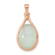 Ss/Rose Plated Sterling Silver Rose Gold-Plated Green Chalcedony Pendant