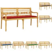 Solid Teak Wood Batavia Bench with Cushion Multi Colours 120/150 cm vidaXL