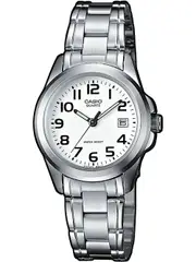 Casio LTP-1259PD-7BEG White Dial Silver Stainless Steel Womens Watch