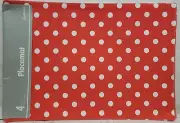 SET OF 4 SAME FABRIC COTTON PLACEMATS (13"x19") WHITE POLKA DOTS ON RED, LT