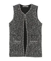 sequin-embellished gilet M Black