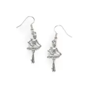 Ballerina charm earrings Silver Pewter dangle Nutcracker dancer made in USA