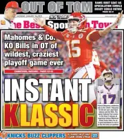 KANSAS CITY CHIEFS Greatest Game Ever Mahomes 2022 KC Buffalo Bills NY Newspaper