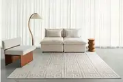 Dakhla Textured Geometric Neutral Washable Rug