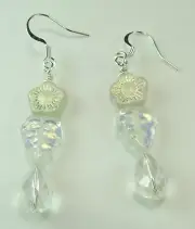 Czech Glass Leaves & Flowers Briolette Crystal Earrings Handmade Jewelry