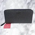 New Kate Spade New York Wallet Round Zipper Silver Glitter