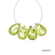 8 Cubic Zirconia Flat Pear Briolette Beads 6x9mm Peridot Green #64950