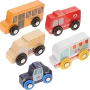 5Pcs Wooden Vehicle Car Models for Learning Play Present for Birthdays Christmas Enhances Creativity Color Recognition