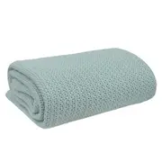 Living Textiles Baby 100cm Organic Cotton Bassinet/Cradle Cellular Blanket Sage