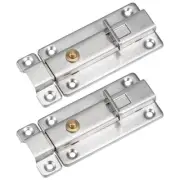 Slide Latch Door Lock, 4-Inch Stainless Steel Brushed Spring Loaded Switch 2Pcs